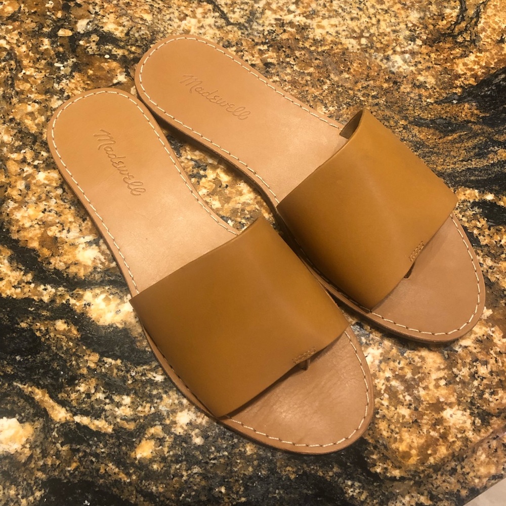 Madewell The Boardwalk Post Slide Camel Sz 9